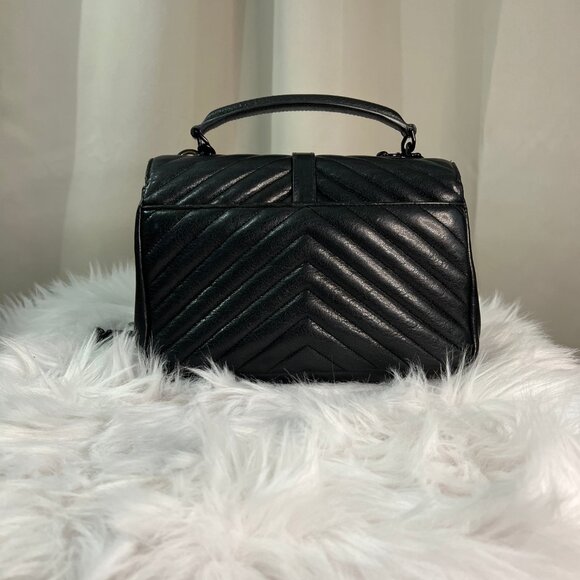 2017 PreOwned Saint Laurent College Medium YSL Shoulder Bag Quilted Leather - Picture 5 of 11